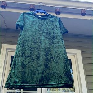 Emerald green velvet dress